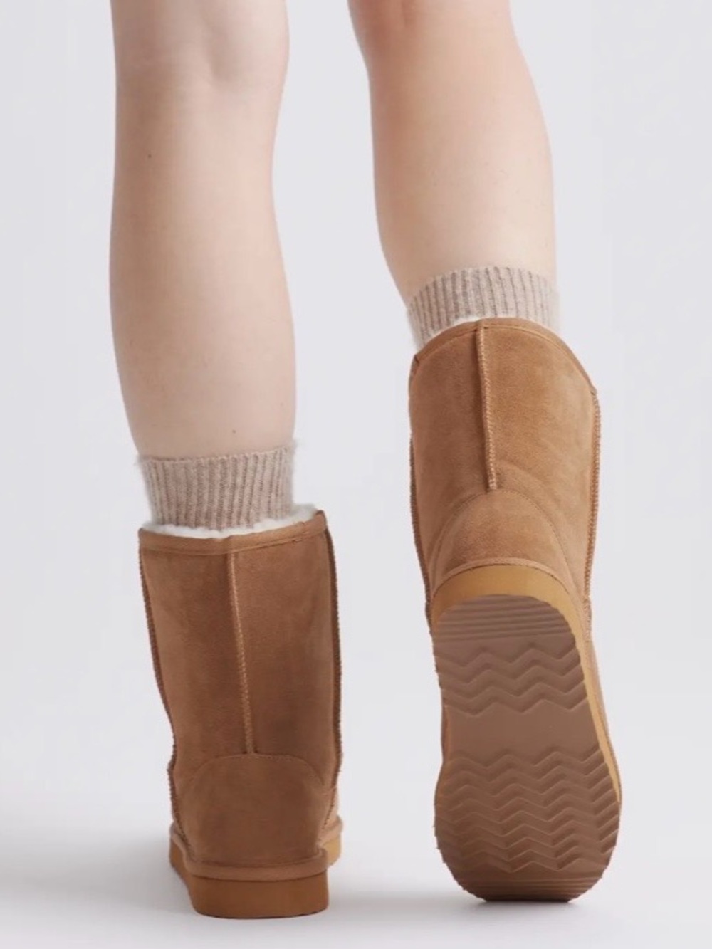 NIB QUINCE 💯 AUSTRALIAN SHEARLING MID-CALF SUEDE LEATHER BOOT PECAN SIZE 8 - Picture 3 of 15
